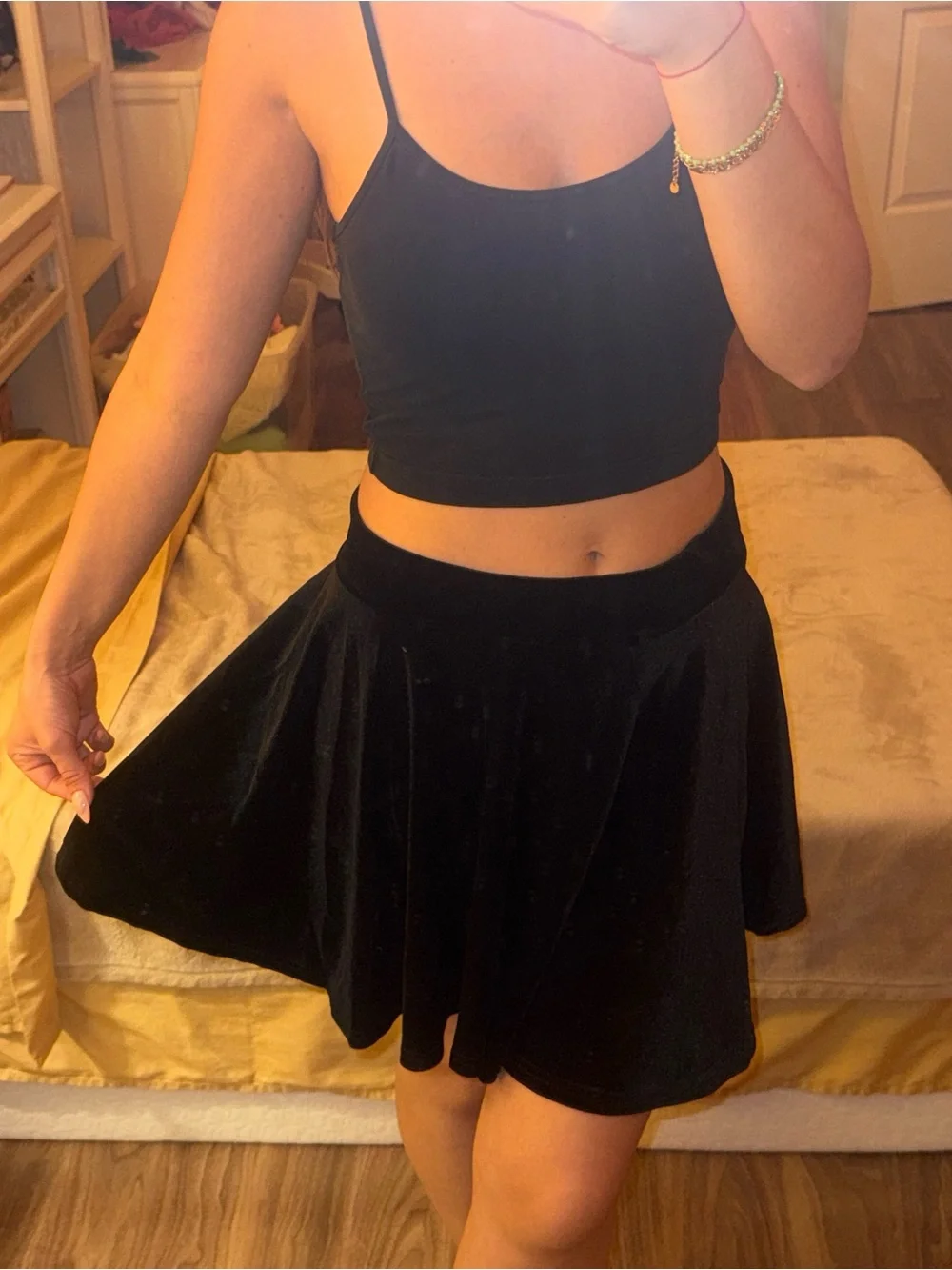 Black Velvet Ballroom Dance Skirt